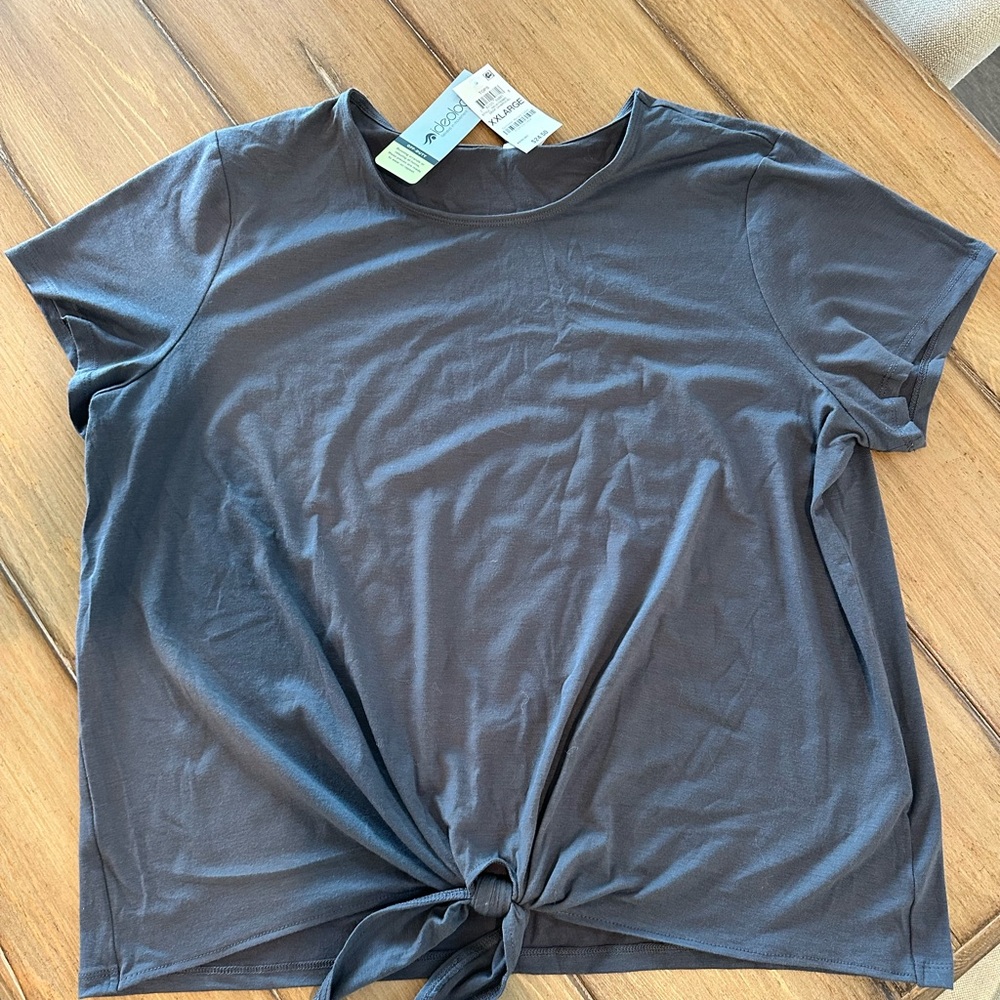 Ideology Gray Tie Front Short Sleeve T-Shirt